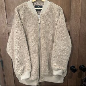 Fabletics Beige Oversized Bomber Jacket
